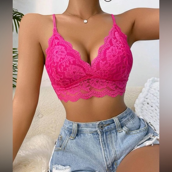 Other - Boho floral lace scallop hem bralette